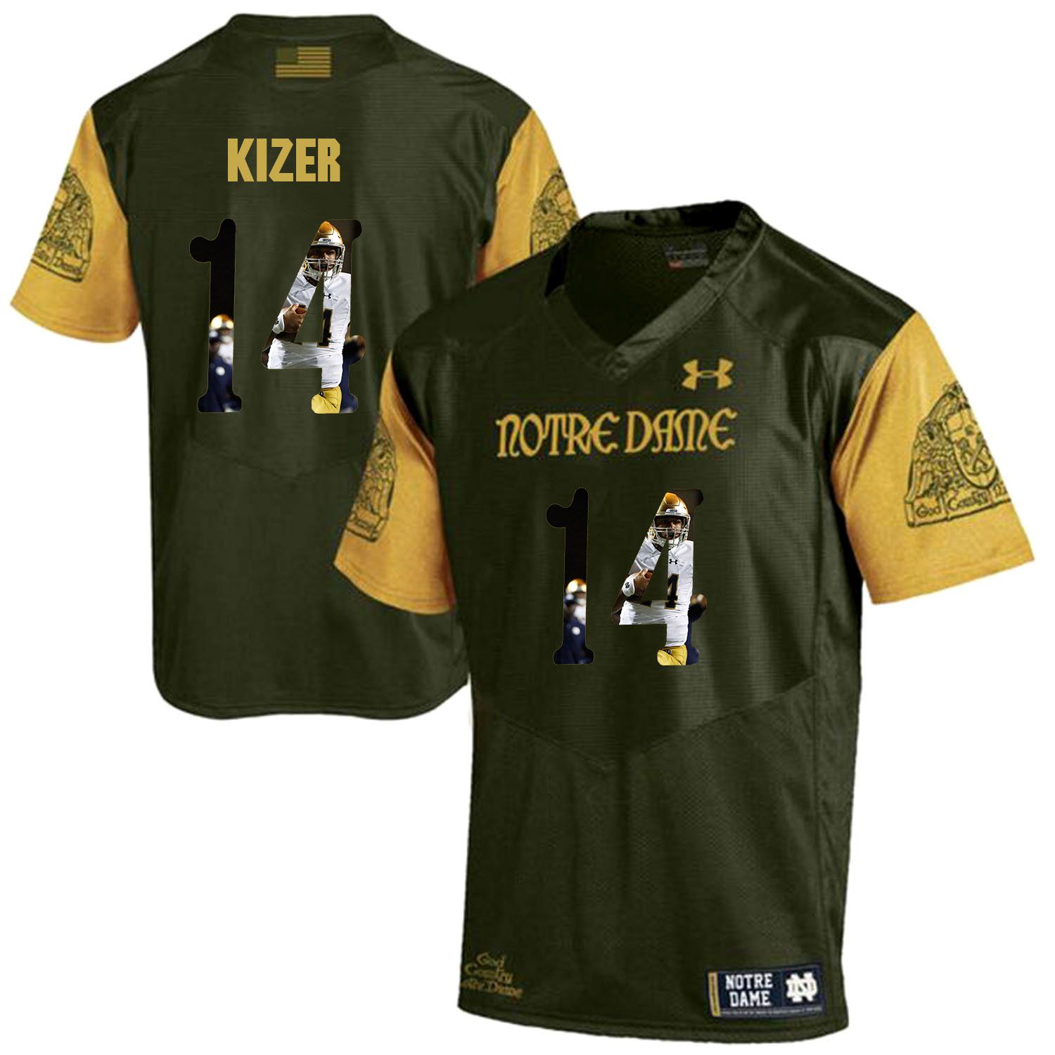 Men Norte Dame Fighting Irish #14 Kizer Green Fashion Edition Customized NCAA Jerseys->->Custom Jersey